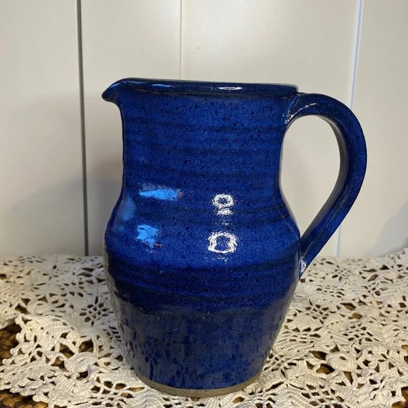Made in Jerome Arizona Pottery Cobalt Blue Large Pitcher - Picture 2 of 8